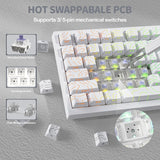ATTACK SHARK X820 Ultra 75% Wireless Gaming Mechanical Keyboard Hot-Swappable Gasket Mount RGB Backlit BT/2.4G/Wired Custom Keyboard with Smart TFT Display&Knob QMK Driver-White Contour&Gift Switch