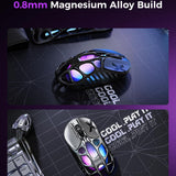 GravaStar Mercury X Wireless Gaming Mouse – 32,000 DPI PAW 3950 Sensor, 1000Hz Polling Rate, Only 49g, Magnesium Alloy Hollow Frame, RGB Lighting, 5 Programmable Buttons
