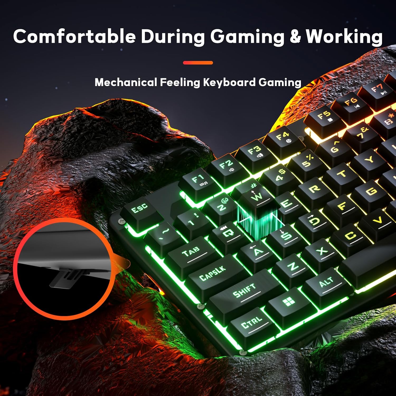 Redragon K521 Upgrade Rainbow LED Gaming Keyboard, 104 Keys Wired Mechanical Feeling Keyboard with Multimedia Keys, One-Touch Backlit, Anti-Ghosting, Compatible with PC, Mac, PS4/5, Xbox - - Fun Touch Shop