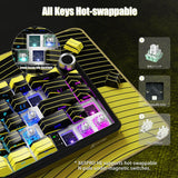Attack Shark X65PRO HE Rapid Trigger Magnetic Mechanical Keyboard,60% Hot Swappable,Hall Effect Sensor,Adjustable Actuation,Tri-Mode RGB, 8KHz Polling Rate with Coiled Cable for MOBA/FPS/RTS-Yellow