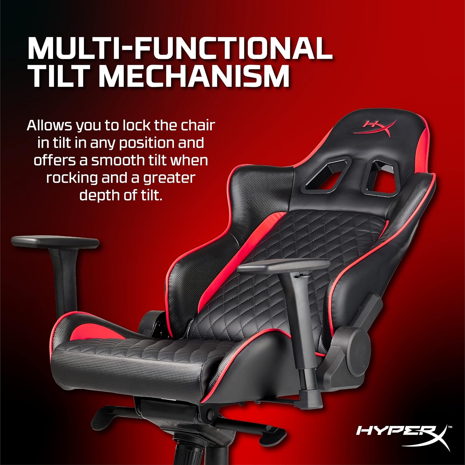 Nordic Game Supply HyperX Blast Gaming Chair - Ergonomic Gaming Chair, Leather Upholstery Video Chair - Red Black PC Racing Tilt Gaslift Foam Armrests Office Secret Hyper X Chair Lab