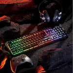 Redragon K521 Upgrade Rainbow LED Gaming Keyboard, 104 Keys Wired Mechanical Feeling Keyboard with Multimedia Keys, One-Touch Backlit, Anti-Ghosting, Compatible with PC, Mac, PS4/5, Xbox - - Fun Touch Shop