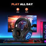 OCG Gaming Headset 2.4GHz Bluetooth Wireless Gaming Headphones for PS5 PS4 PC with Retractable Microphone,RGB Light Wireless Headset Wired Mode for Mac Switch PS2 Black - - Fun Touch Shop