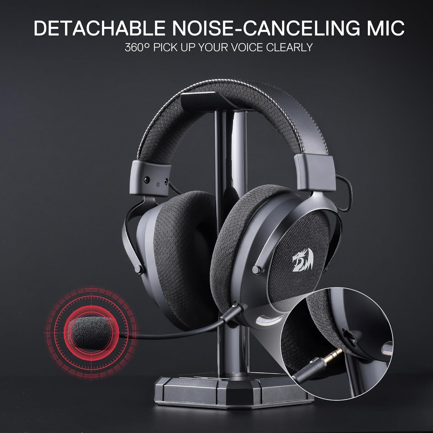 Redragon H858 3-Mode Wireless Gaming Headset, 7.1 Surround Sound + Redragon HA300 Scepter Pro Headset Stand Rgb. - - Fun Touch Shop