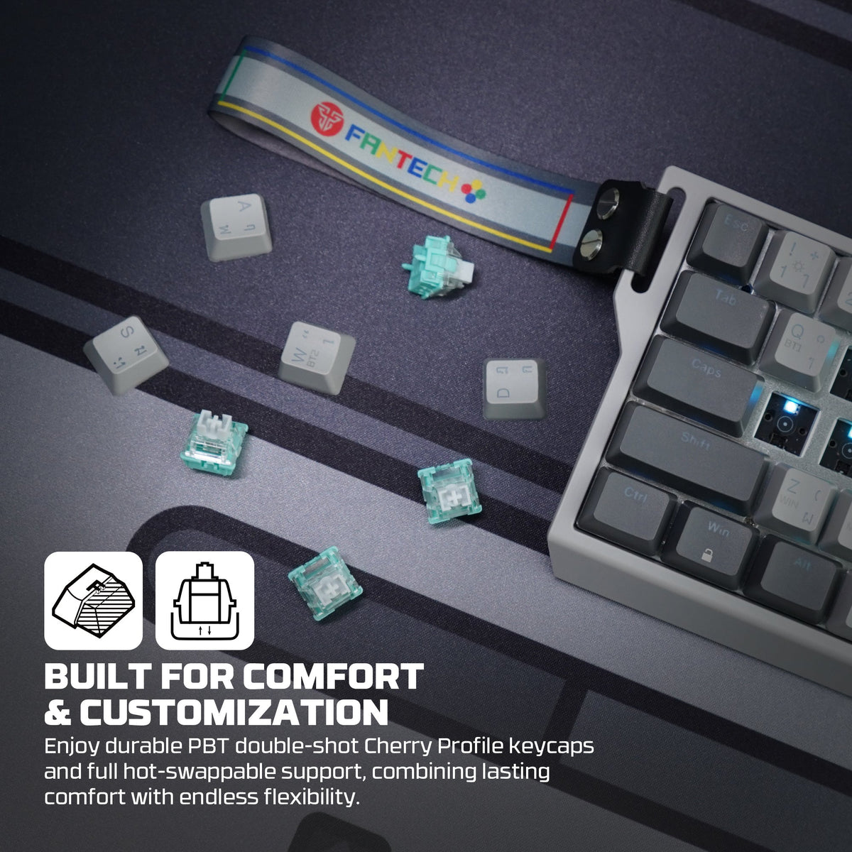 Fantech keyboard atom he68 mk922 magnetic switch 8000 hz – gray