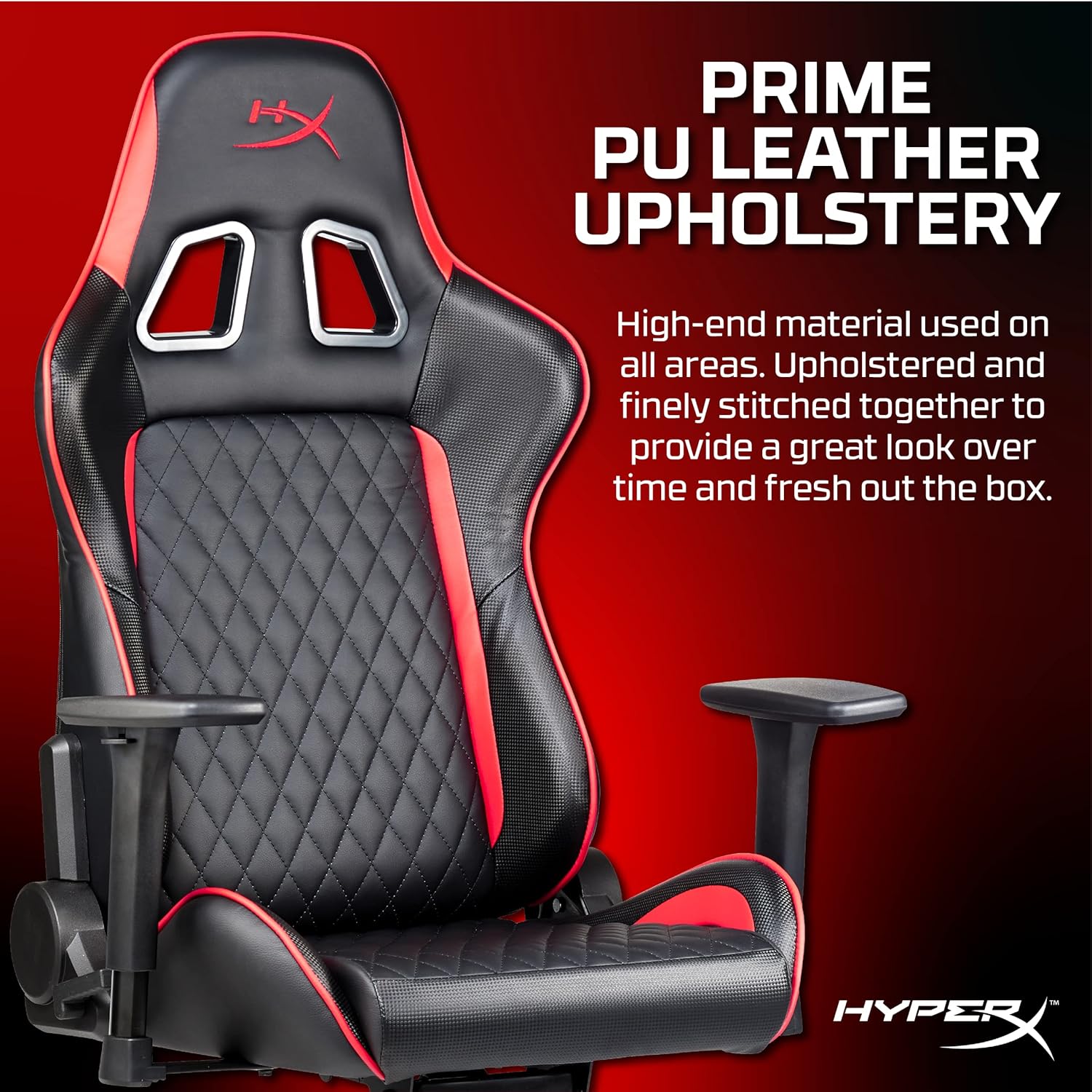 Nordic Game Supply HyperX Blast Gaming Chair - Ergonomic Gaming Chair, Leather Upholstery Video Chair - Red Black PC Racing Tilt Gaslift Foam Armrests Office Secret Hyper X Chair Lab - - Fun Touch Shop