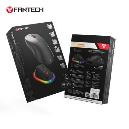 Fantech wg14p lightweight wireless gaming mouse paw3950 sensor 8khz polling mice with rgb charging dock for fps gamers