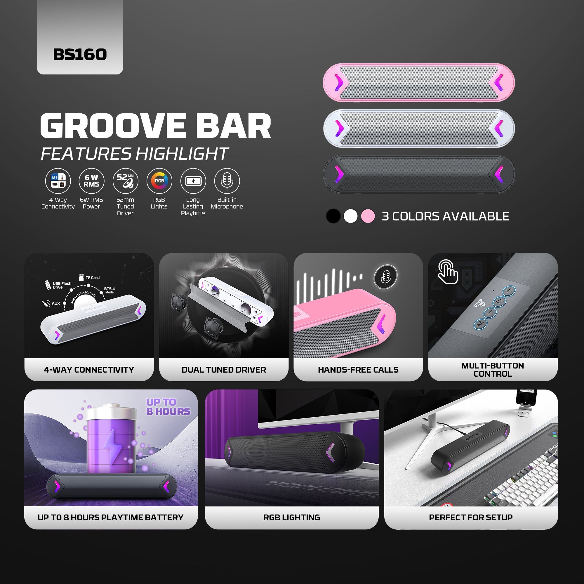 Fantech Bluetooth Speaker Groove Bar BS160 Black - - Fun Touch Shop