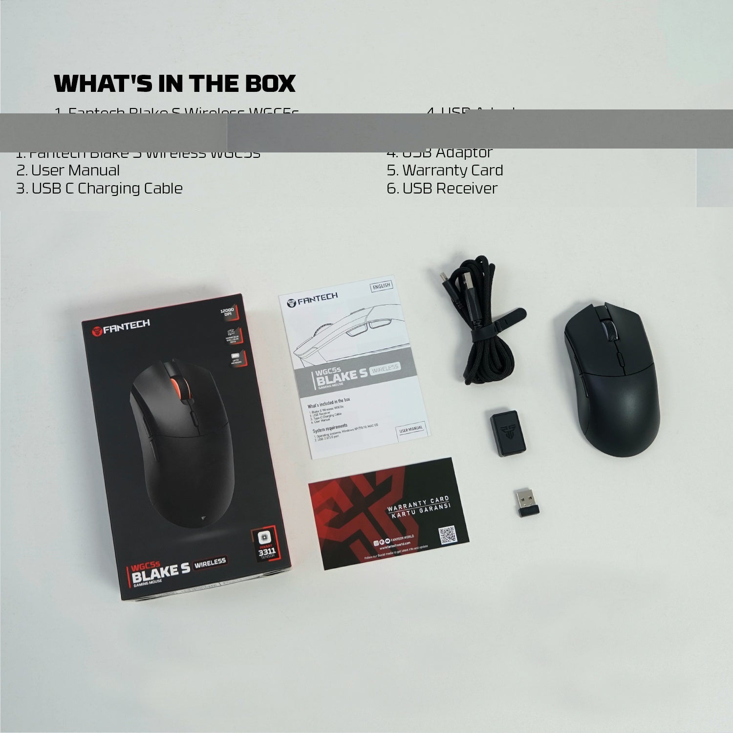 FANTECH WGC5S BLAKE S DUAL MODE WIRELESS GAMING MOUSE - BLACK - - Fun Touch Shop
