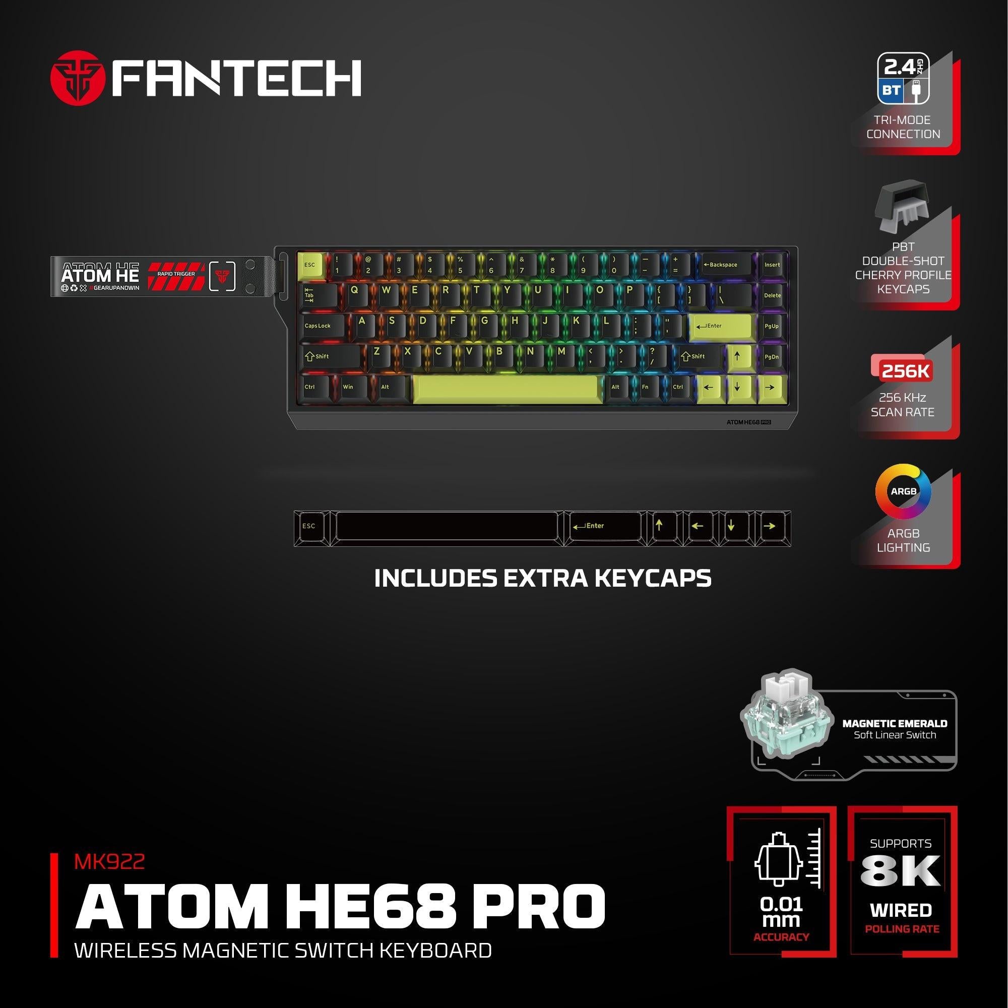 Fantech Keyboard ATOM HE68 MK922 MAGNETIC SWITCH – BLACK.
