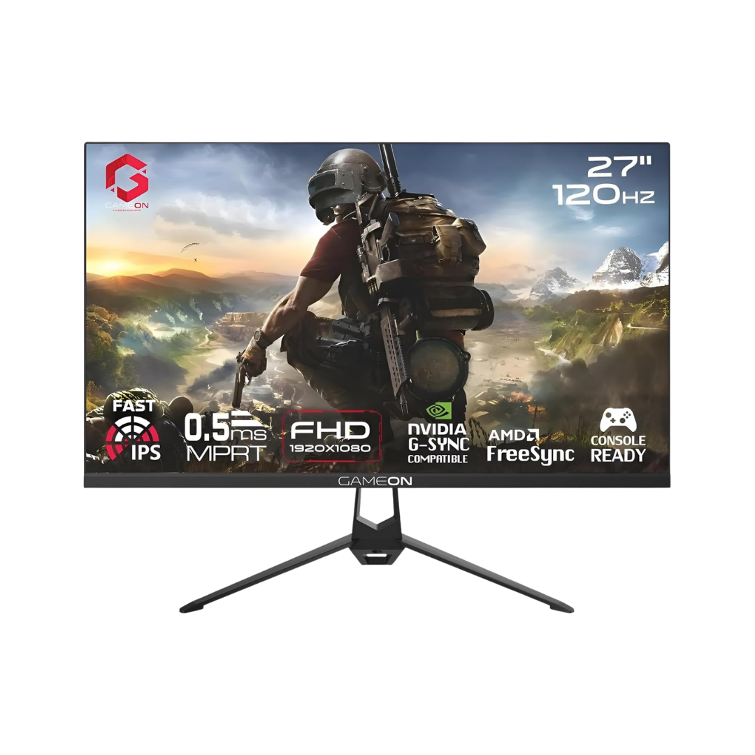 GAMEON 27 Inch Gaming Monitor - FHD 1080P Computer Monitor 120Hz IPS 1ms Monitors - 16:9 Wide IPS gaming Screen HDMI VGA DisplayPort Built-in Speakers (Support PS5)