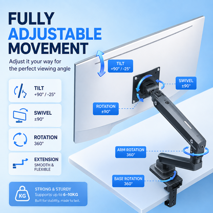 North bayou nb a3 monitor stand monitor arm suitable for 17–32 inch monitors easy installation desk clamp base.