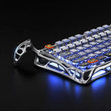 GravaStar Mercury K1 Pro Wireless Mechanical Gaming Keyboard, 75% Layout RGB Custom Keyboard, Hot-Swappable Linear Switches – Aluminum Alloy, Interstellar Silver Brushed Metal Look