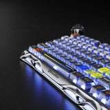 GravaStar Mercury K1 Pro Wireless Mechanical Gaming Keyboard, 75% Layout RGB Custom Keyboard, Hot-Swappable Linear Switches – Aluminum Alloy, Interstellar Silver Brushed Metal Look