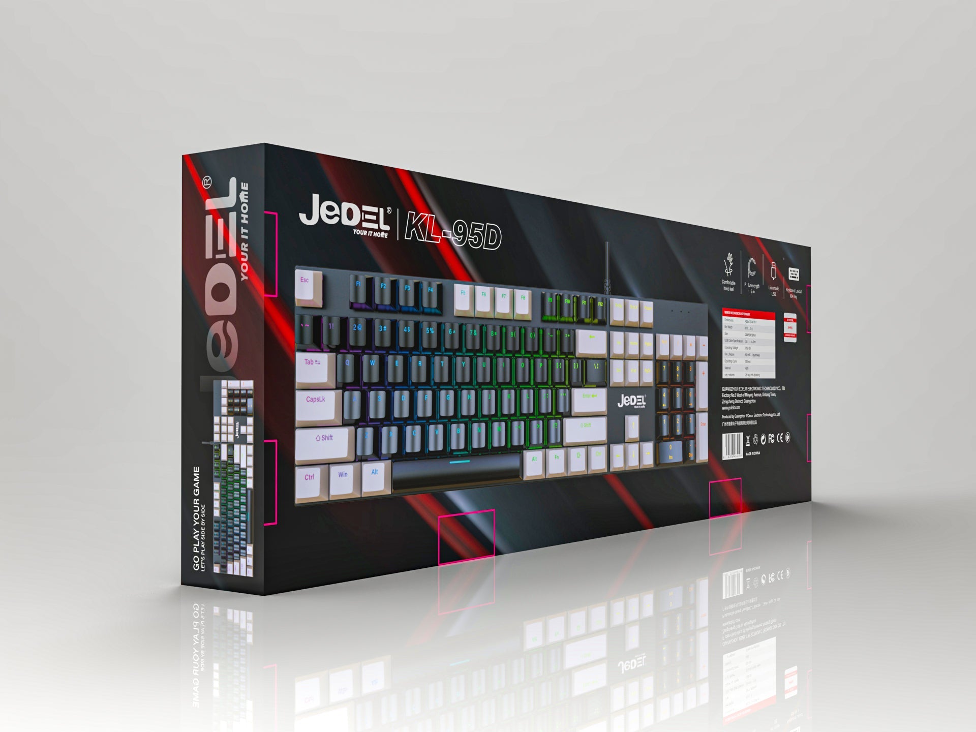 Jedel Full Size 104 Keys Wired Mechanical Keyboard with Blue Switch Metal Surface 8 Lighting Mode Gaming Keyboard - - Fun Touch Shop
