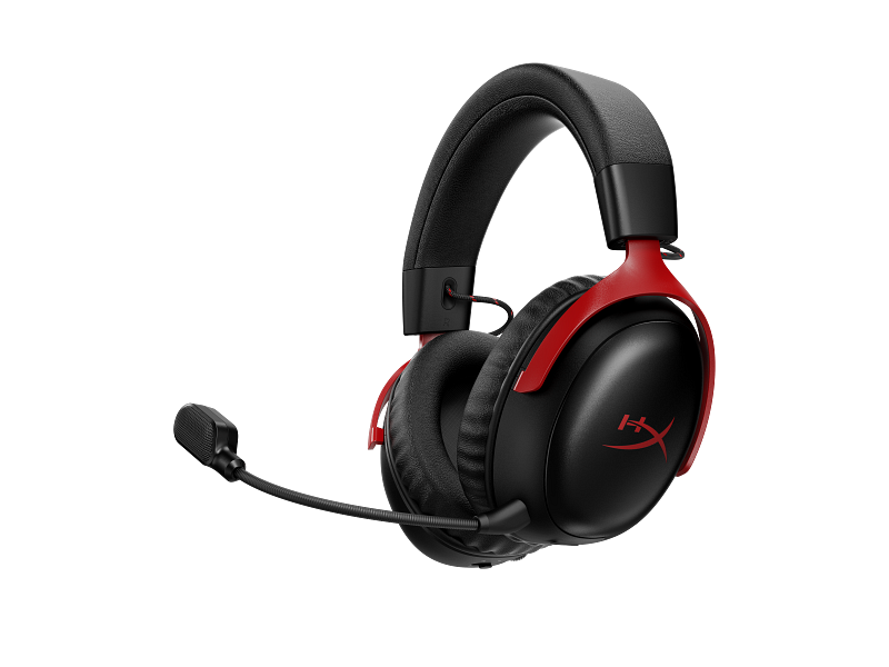 HyperX Cloud III S Wireless Gaming Headset (2.4GHz, Bluetooth), DTS:X Spatial Virtual 3D Surround Sound Spatial Audio3 Battery Life up to 120 Hours 2.4GHz / 200 Hours Bluetooth, Detachable Mic Multi-Platform– Black & Red.
