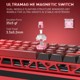 Redragon K753 HE Rapid Trigger Gaming Keyboard, 60% 61 Keys Wired Mechanical Keyboard w/Hype-Red Hollowed-Out Aluminum Base, Next-Gen UltraMag 100% POM Silky Rappid Trigger Magnetic Switch
