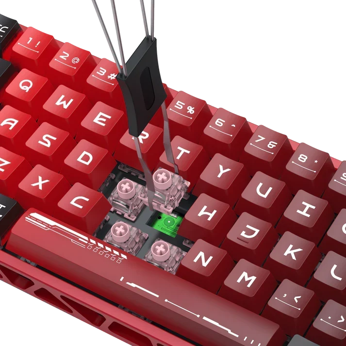 Redragon k753 he rapid trigger gaming keyboard 60% 61 keys wired mechanical keyboard w/hype-red hollowed-out aluminum