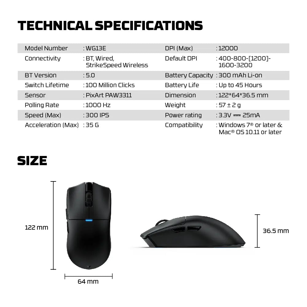 Fantech tantoe wg13e wireless mouse three-mode switching and magnetic