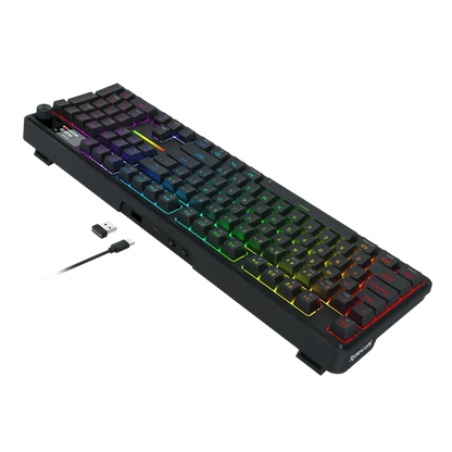 Redragon k762 pro wireless 104-key gasket gaming keyboard screen & knob | easy-control led info display 0-delay