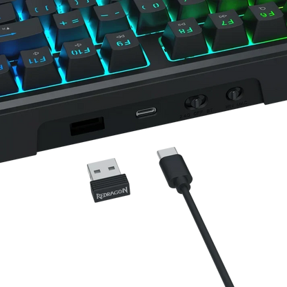 Redragon k762 pro wireless 104-key gasket gaming keyboard screen & knob | easy-control led info display 0-delay