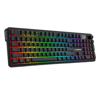 Redragon k762 pro wireless 104-key gasket gaming keyboard screen & knob | easy-control led info display 0-delay