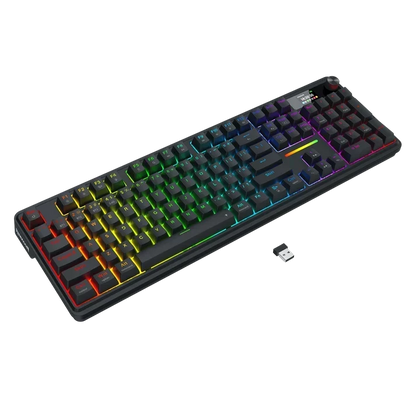 Redragon k762 pro wireless 104-key gasket gaming keyboard screen & knob | easy-control led info display 0-delay