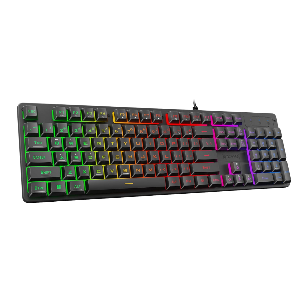 Redragon K521 Upgrade Rainbow LED Gaming Keyboard, 104 Keys Wired Mechanical Feeling Keyboard with Multimedia Keys, One-Touch Backlit, Anti-Ghosting, Compatible with PC, Mac, PS4/5, Xbox - - Fun Touch Shop