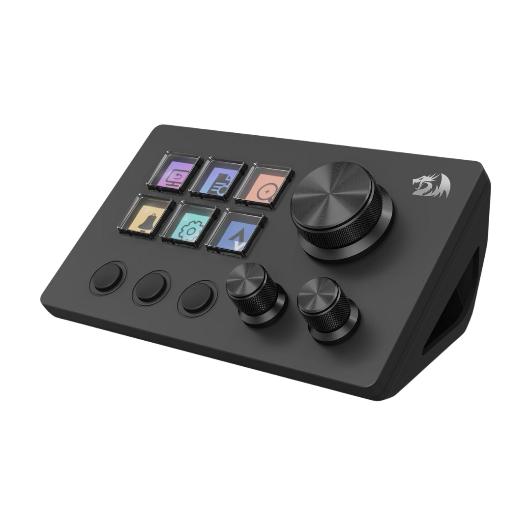 REDRAGON Skyrider SS-551 Smart Streaming Control Panel – Professional Stream Deck with 6 Programmable LCD Buttons and 3 Multi-Function Knobs, Quick and Convenient Control of Software and Apps - - Fun Touch Shop