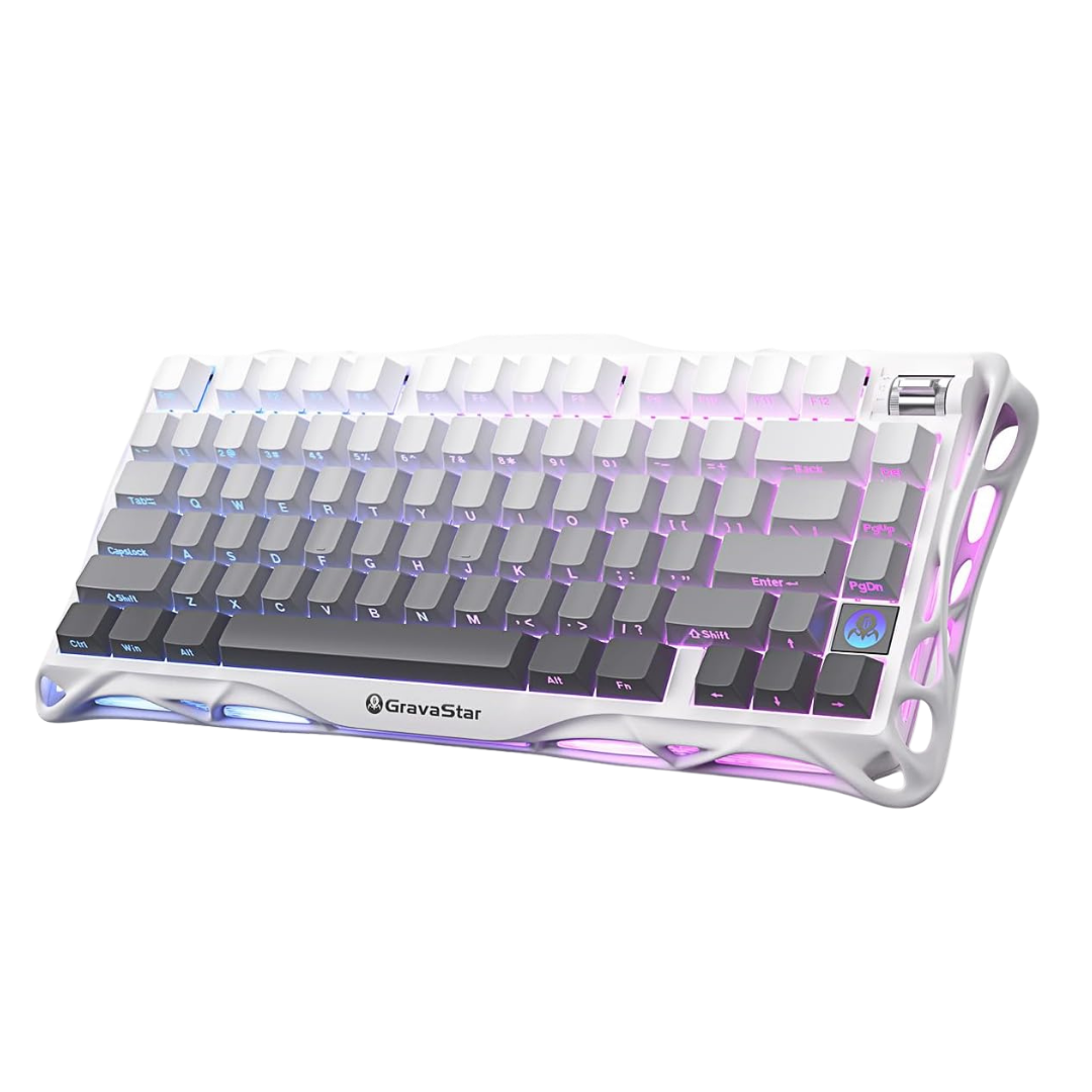 GravaStar Mercury K1 75% Wireless Mechanical Gaming Keyboard, Aluminum Alloy Exoskeleton Design, Gasket Custom Keyboard Hot-Swap Socket, Linear Switches, RGB Backlit.