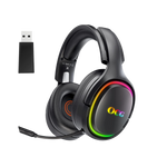OCG Gaming Headset 2.4GHz Bluetooth Wireless Gaming Headphones for PS5 PS4 PC with Retractable Microphone,RGB Light Wireless Headset Wired Mode for Mac Switch PS2 Black - - Fun Touch Shop