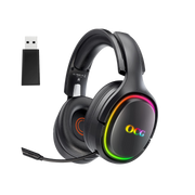 OCG Gaming Headset 2.4GHz Bluetooth Wireless Gaming Headphones for PS5 PS4 PC with Retractable Microphone,RGB Light Wireless Headset Wired Mode for Mac Switch PS2 Black - - Fun Touch Shop