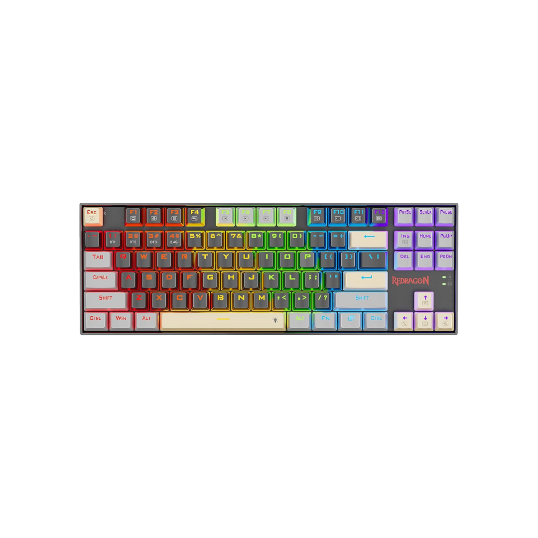 Redragon K552 Mechanical Gaming Keyboard, 87-Key Compact, LED Gaming Keyboard with Red Switches, Anti-Ghosting, Metal Frame for PC Gaming & Typing, Beginner-Friendly (Eclipse Gilded) - - Fun Touch Shop