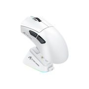 ATTACK SHARK V3 PRO Wireless Esports Gaming Mouse with Magnetic Charging Dock:62g Lightweight-1K Polling-25K DPI-PAW3311 Sensor,Wired/BT/2.4Ghz Programmable,BK52820 IC for PC Laptop Gamer(White+Tape)