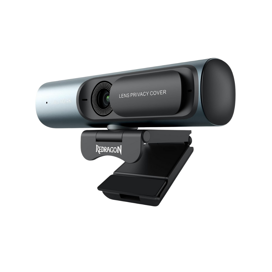 Redragon GW911 4K Webcam for PC, Ultra HD with Dual Noise-Cancelling Mic, PDAF Auto Focus, Auto Light Correction, Plug & Play, Privacy Cover – Works w/Zoom/Teams/Skype/Google Meet.