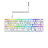 Attack Shark X65PRO HE Rapid Trigger Magnetic Mechanical Keyboard,60% Hot Swappable,Hall Effect Sensor,Adjustable Actuation,Tri-Mode RGB, 8KHz Polling Rate with Coiled Cable for MOBA/FPS/RTS-White