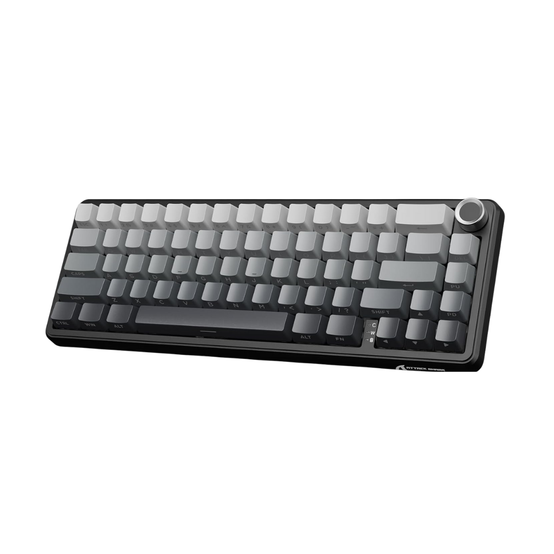 ATTACK SHARK X66 Wireless Mechanical Gaming Keyboard with Knob,Tri Mode USB-C/BT5.0/2.4G Gasket Mounted 60% RGB Gaming Keyboard, Side Printed PBT Keycap,Hot Swappable Strawberry Switch(Moonlight)