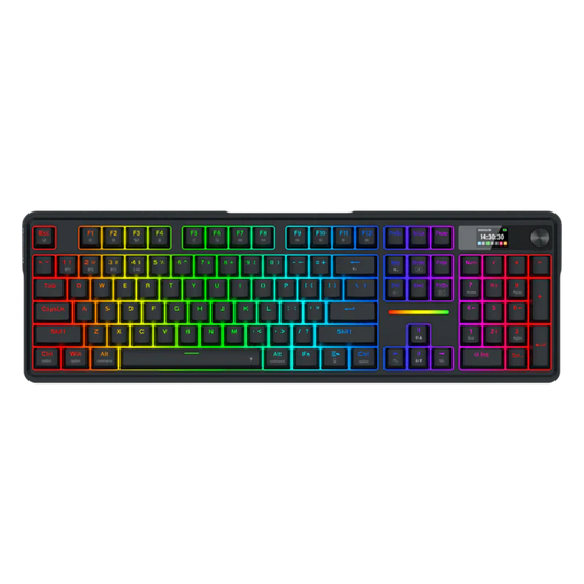 Redragon k762 pro wireless 104-key gasket gaming keyboard screen & knob | easy-control led info display 0-delay