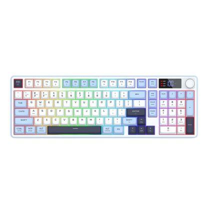 Redragon wireless gaming keyboard 98-key tri-mode (bt/2.4g/wired) rgb computer keyboard with knob & display