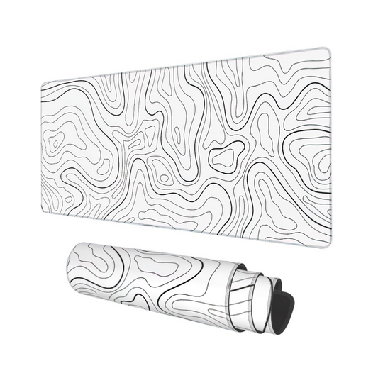 Topographic map large mouse pad xxl white lines contour geographic extended large desk mat big desk pad (90x40 cm)(4