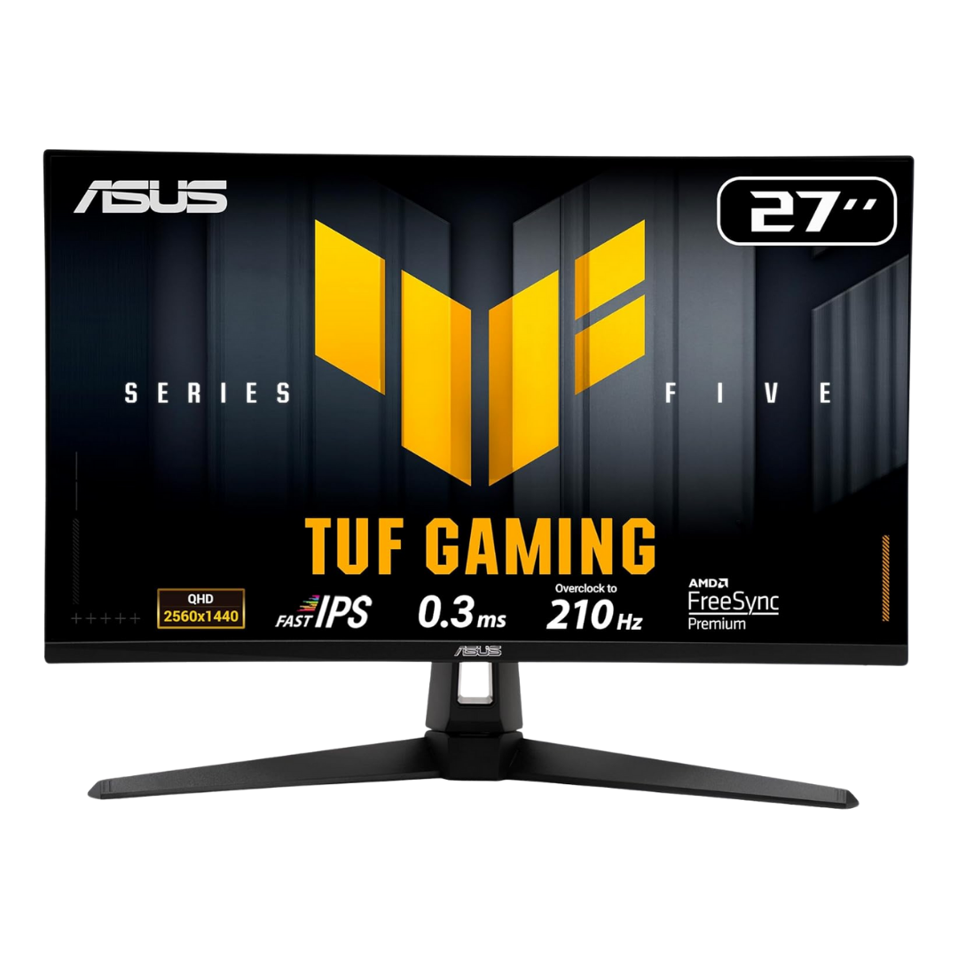 ASUS TUF Gaming 27” 1440P Monitor (VG27AQL5A) – QHD (2560 x 1440), 210Hz, 0.3ms, Fast IPS, Extreme Low Motion Blur Sync, Speakers, DisplayWidget Center, Gaming AI, Height Adjustment, 3 yr Warranty.