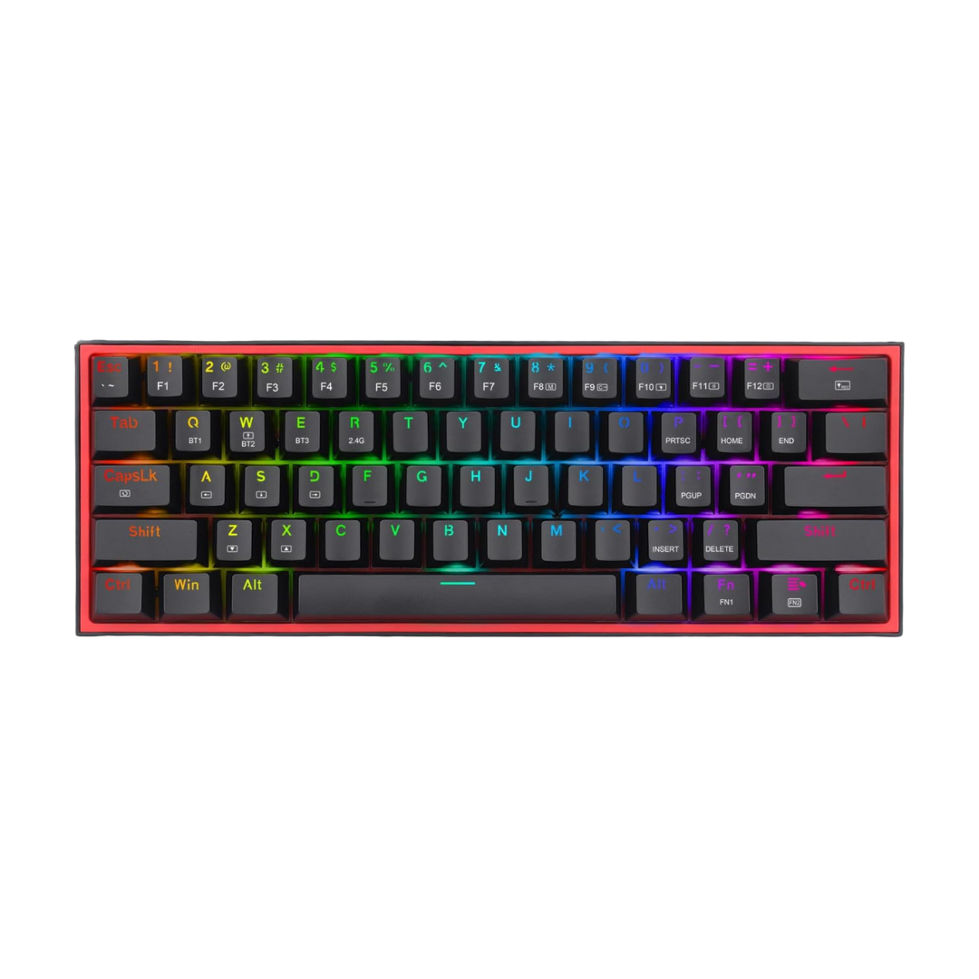 Redragon K616 Fizz Pro 60% Wirless /Wired RGB Gaming Keyboard, 61 Keys Compact Mechanical Keyboard Black, Linear Red Switch, Pro Driver/Software Supported - - Fun Touch Shop
