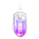 Redragon Wired Gaming Mouse, 24,000 DPI, 7 Programmable Button, 2 Side Buttons, 8 RGB LED Backlit Mode, Clear Transparent Shell, Light up Gamer Mice, Soft Cable for PC/Mac/Xbox, White