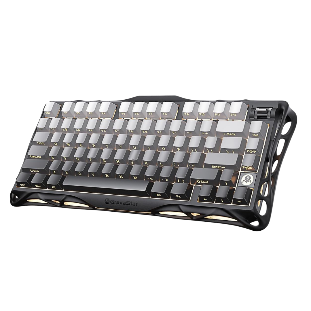 GravaStar Mercury K1 75% Wireless Mechanical Gaming Keyboard, Aluminum Alloy, Gasket Compact Custom Keyboard Hot-Swap Socket, Linear Switches, RGB Backlit - Gradient Black.