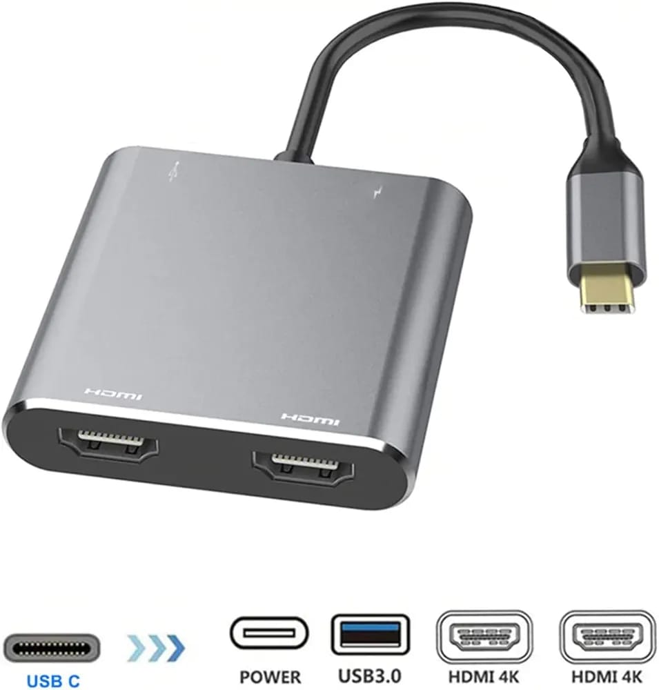 USB C to Dual HDMI Adapter, 4 in 1 USB Type C Hub with 2 HDMI?4K@30Hz?/USB3.0 /PD Charging, Dual HD Screen Display USB-C Docking Station Compatible... - Fun Touch Jordan