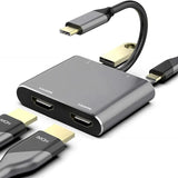 USB C to Dual HDMI Adapter, 4 in 1 USB Type C Hub with 2 HDMI?4K@30Hz?/USB3.0 /PD Charging, Dual HD Screen Display USB-C Docking Station Compatible...
