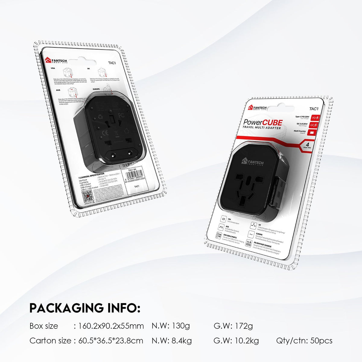 Fantech tac1 power cube travel multi adapter