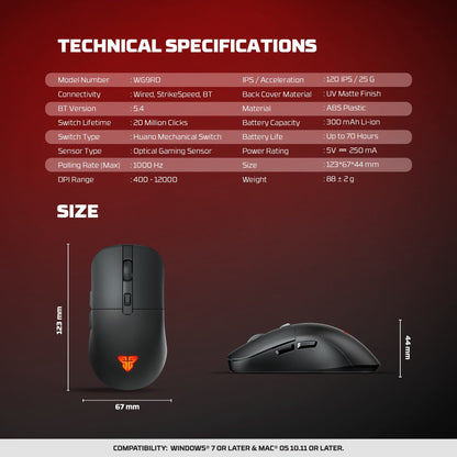 Fantech wg9rd wireless gaming mouse with charging magnetic base three mode 12000dpi customized e-sports gamer mouse