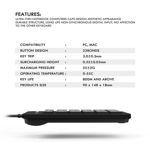 GENUINE FANTECH FTK-801 USB NUMERIC KEYPAD