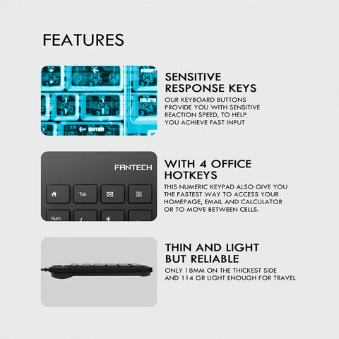 GENUINE FANTECH FTK-801 USB NUMERIC KEYPAD